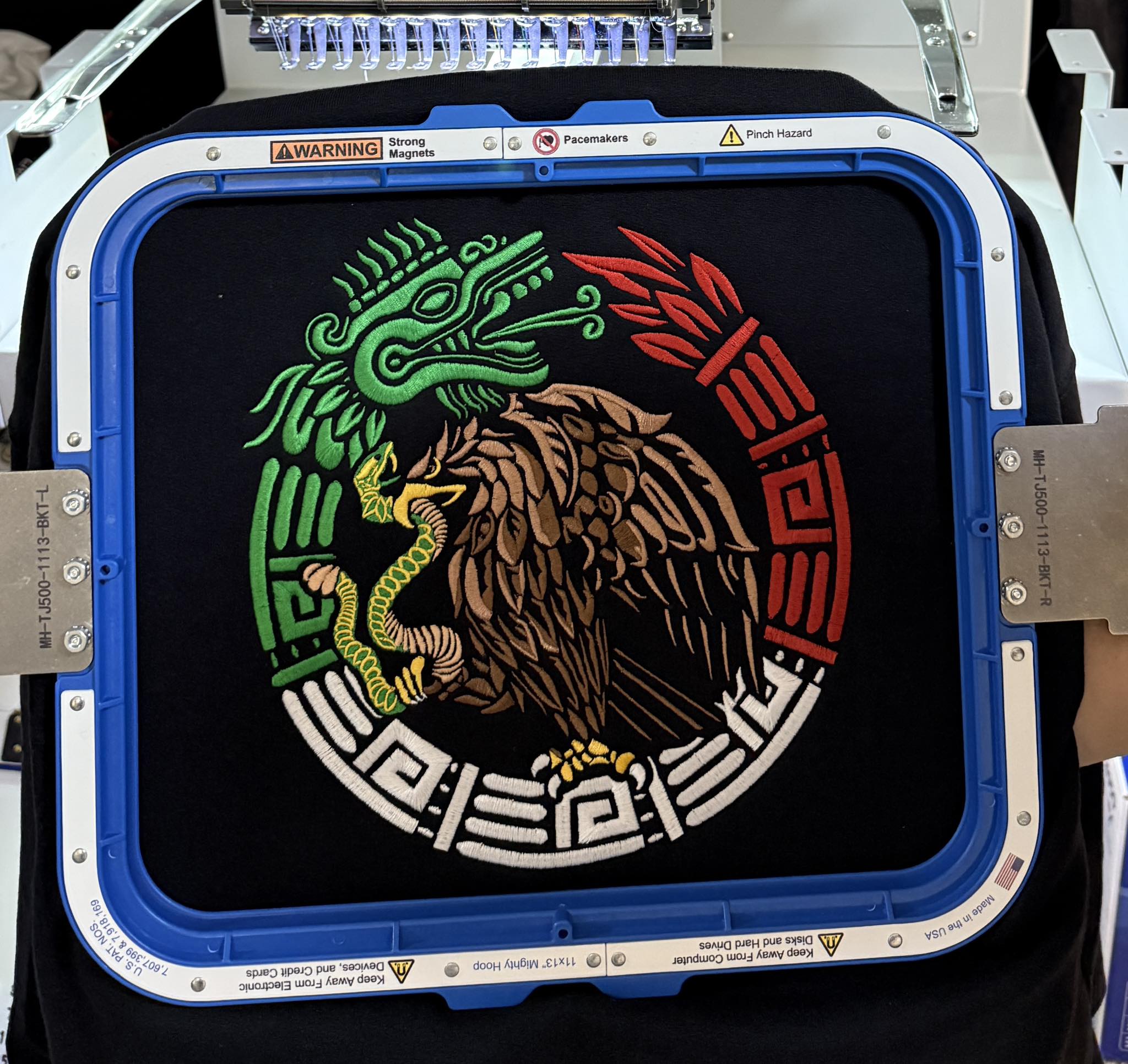 Production embroidery sample from MK Digitizing portfolio.